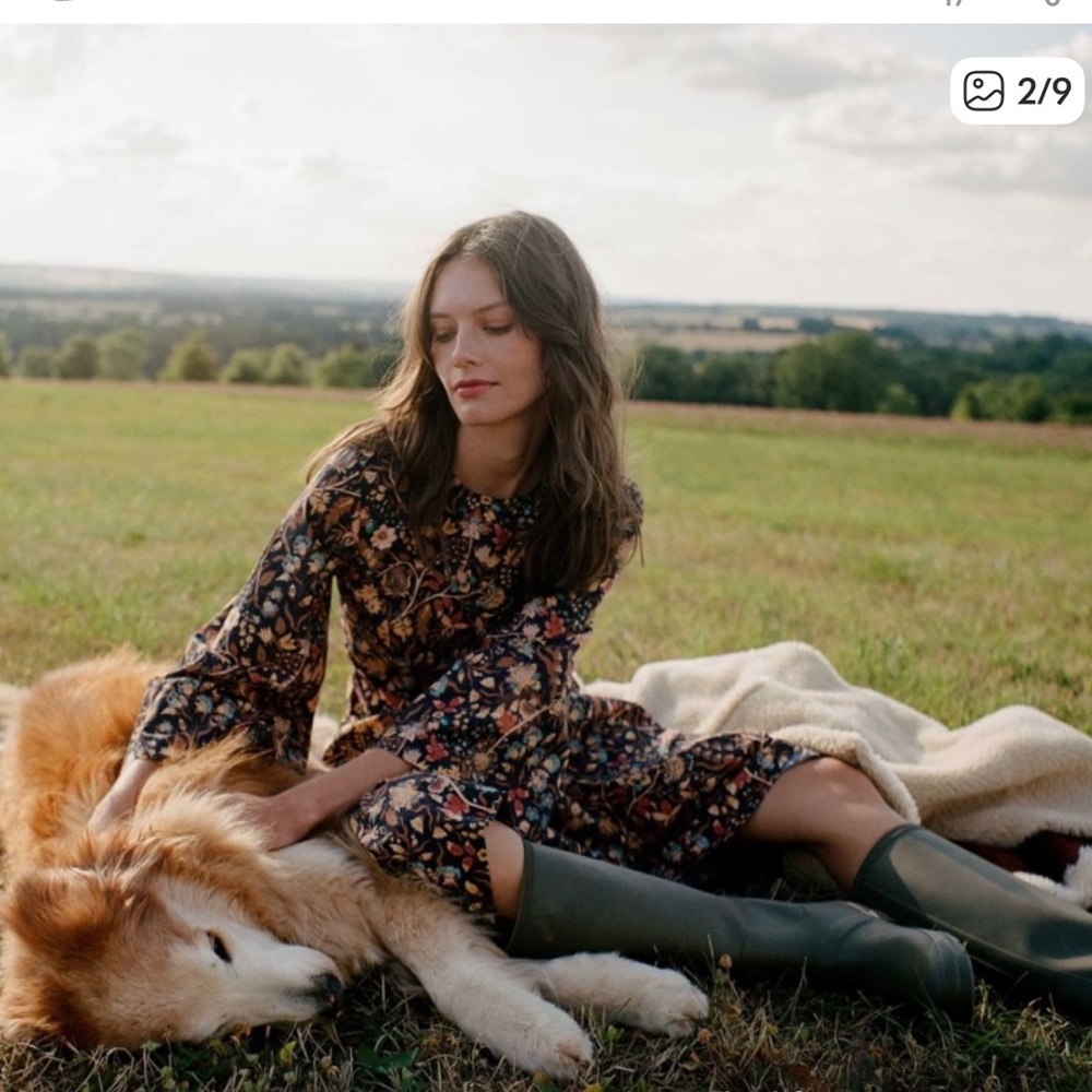Doen Floral Long Sleeve Dress - Black and Brown